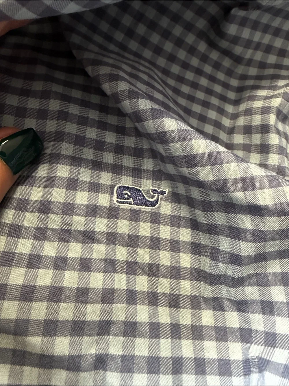 Vineyard Vines Light Blue and Navy Gingham Button-Down Shirt